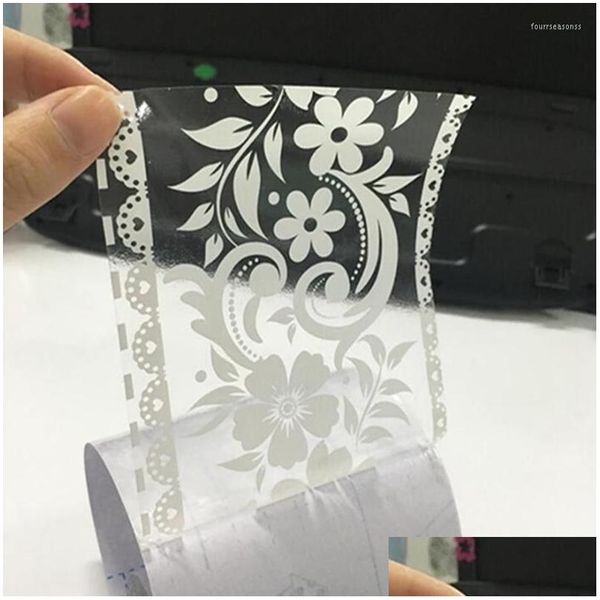 Adesivos de Parede Laço Branco Transparente Papel de Parede Destacável Fronteira Loja Janela Adesivo Banheiro Espelho Decorativo Coroa Drop D Dhfes