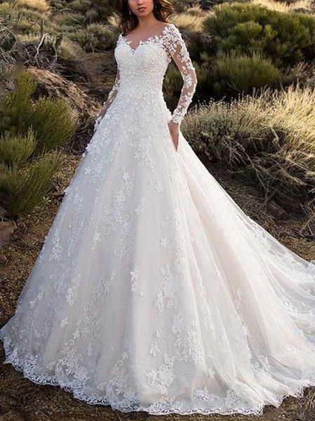 2023 Nuovo commercio estero transfrontaliero Abbigliamento femminile Sexy Abito da sposa in pizzo per l'industria pesante, Coda di fiori, Abito da sera di ampia disposizione