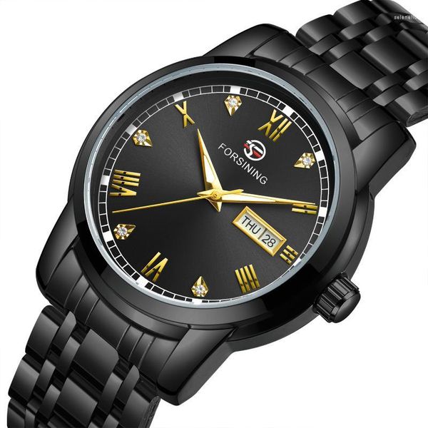 Armbanduhren Forsining Herrenuhr Europäischen und Amerikanischen Stil Herren Persönlichkeit Freizeit Woche Automatische Mechanische Armbanduhr RunduhrArmbanduhr