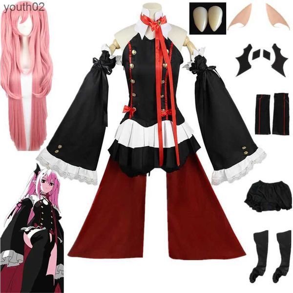 Fantasia de anime serafim do fim krul tepes cosplay vem uniforme anime owari no seraph bruxa vampiro roupas de halloween para mulheres zln231111