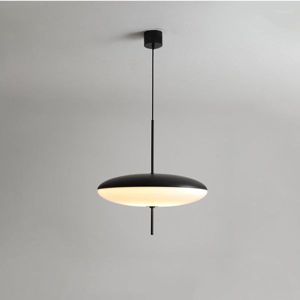 Lampade a sospensione Luci postmoderne Designer Disco volante Arte Nero Bianco Vetro Luce Arredamento camera da letto Sala da pranzo appesa