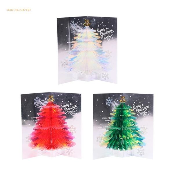 Cartões de felicitações B0KC 3D -UP Christmas Tree Handmade Card com envelope