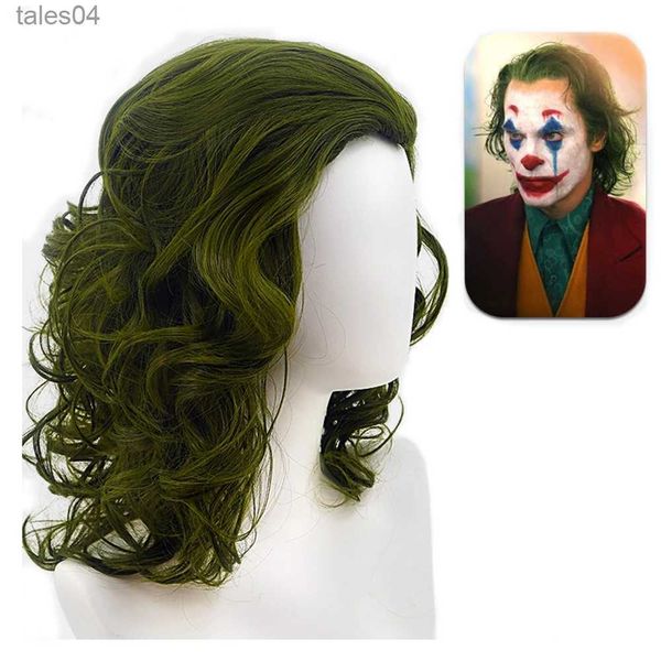 Perucas infantis masculinas Gres palhaço coringa homens verde ondulado perucas sintéticas filme coringa cosplay peruca de fantasia masculina para festa de halloween fibra de alta temperatura YQ231111