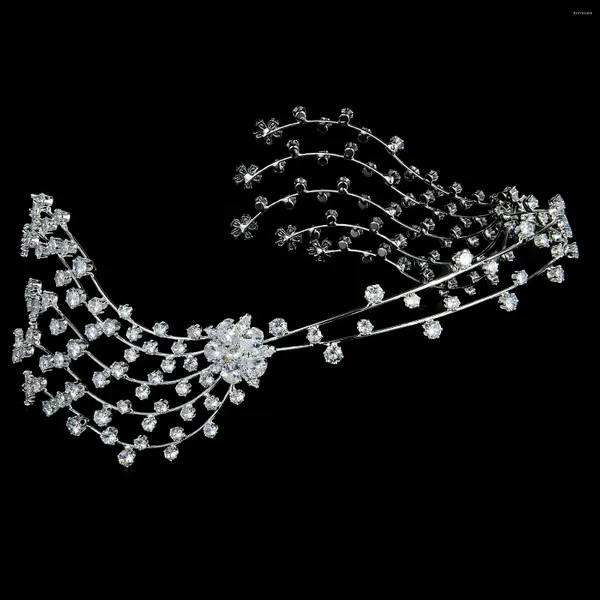 Grampos de cabelo feminino designer headbands cristal onda meteoro elegante headwear strass coroas nupcial wear baile casamento jóias