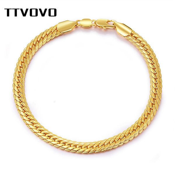 Pulseiras de charme ttvovo mensagens de cadeia de cobra para homens homens cor de ouro 6mm 22cm de largura Big grossa link cuba charme charme bangle jóias de hiphop 230410