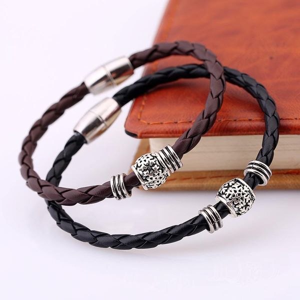 Bracelets de charme Charms de pulseira magnética retro machos buloches de amizade feminina para casais Mulheres couro de couro Braclet