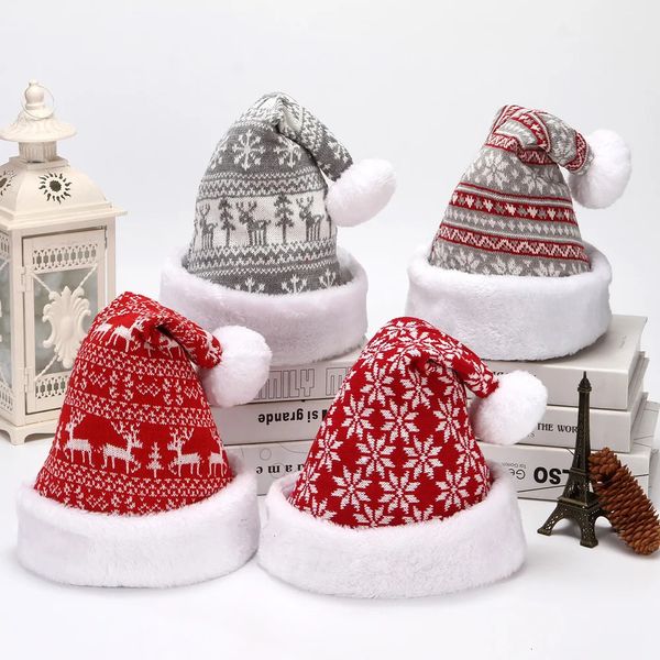 BeanieSkull Caps Snowfake Elk Chapéu Inverno Engrossar Malha Veludo Pano Adulto Chapéu de Natal Feliz Natal Decoração Presentes Feliz Ano Naviida 231110