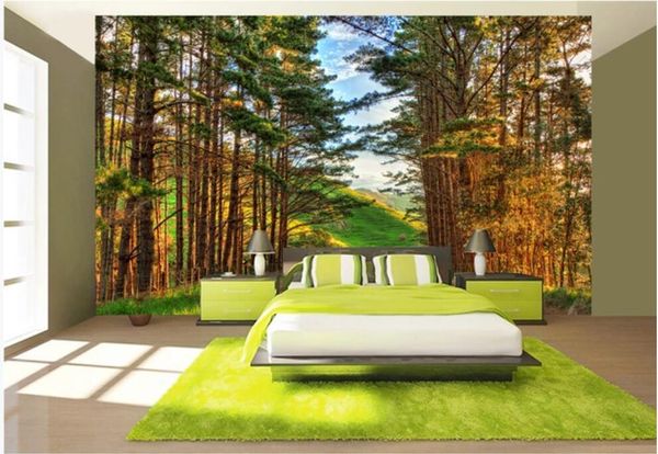 Sfondi Personalizzati Po 3d Carta da parati Naturale Paesaggio boschivo Sfondo Soggiorno Decorazioni per la casa Murales per pareti 3 D