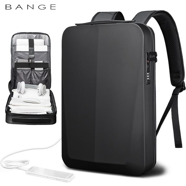 Bange novo negócio mochila masculina de plástico duro saco de computador mochila masculina à prova dwaterproof água saco usb mochila atacado