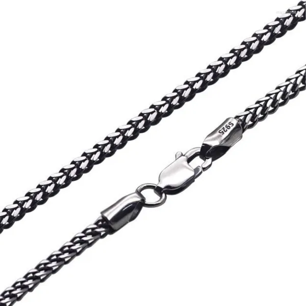 Цепи шириной 2,2 мм Real S925 Серебряный серебряный квадратный ожерелье для хвоста Мужчины Женщины плетения простые модные ожерелья