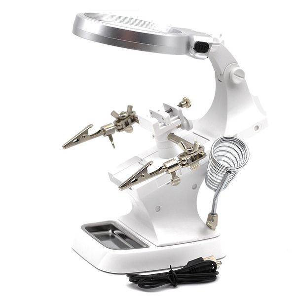 Lente d'ingrandimento Lente d'ingrandimento per saldatura Lente a LED 3X 4.5X Lente ausiliaria per clip Lente d'ingrandimento per desktop Strumento di riparazione per saldatura di terza mano 230410