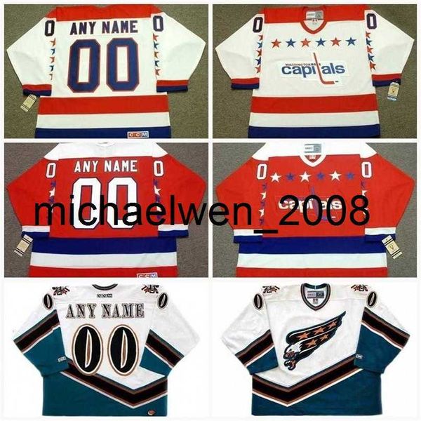 Weng Jersey Mens Personalizado com qualquer número de nome Vintage CCM Old Hockey Jerseys Goleiro Corte Personalizado Tudo Costurado Barato