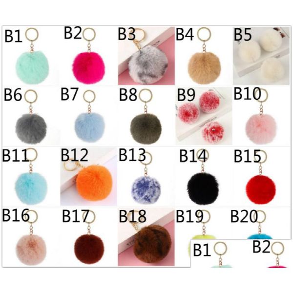 35 colori Furry Fluffy Puff 8 cm finta pelliccia di coniglio palla Pom portachiavi oro portachiavi borsa portachiavi consegna di goccia Dhz31