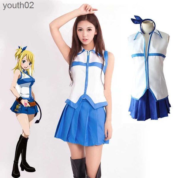 Costumi Anime Anime Fairy Tail Lucy Heartfilia Dress Cosplay Come Donne Adulte JK Uniforme Sexy Gonna con schienale basso per ragazze Halloween ZLN231111