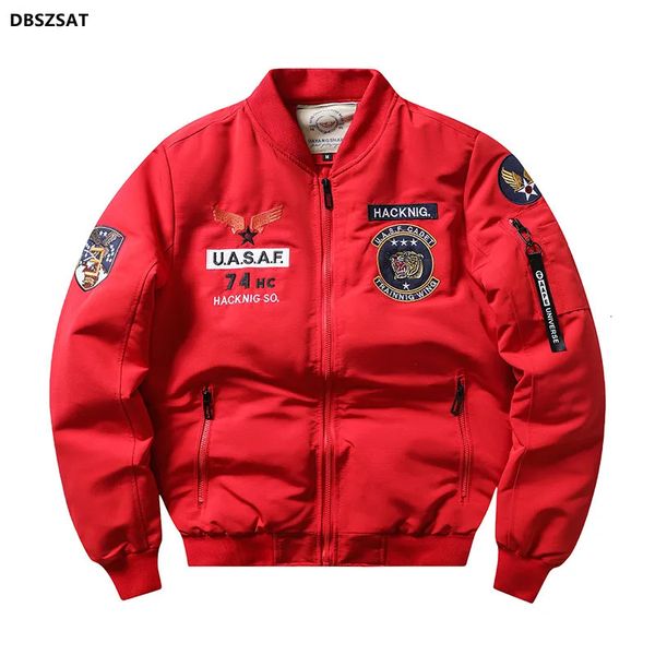 Jaquetas masculinas Bomber Jacket Ma1 Piloto da Força Aérea Chegada Casual Estilo Militar Homens Grosso Lã Casaco de Veludo Inverno Masculino Verde Azul Cáqui 231110