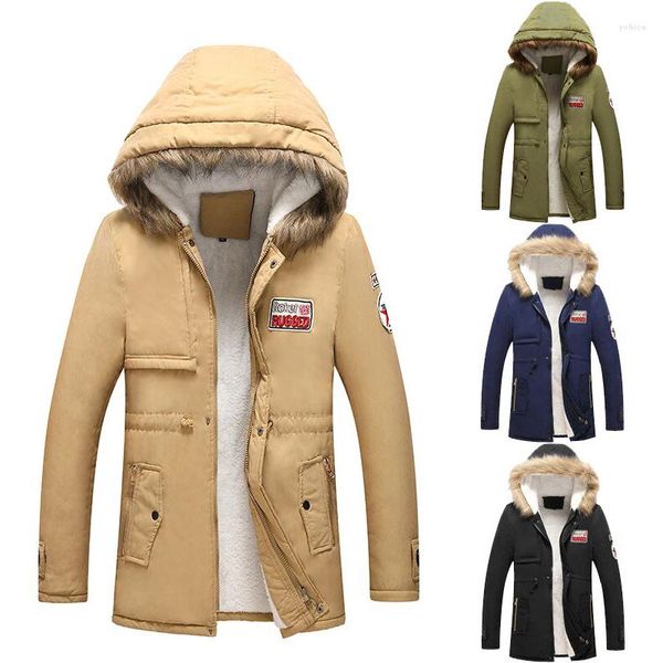 Erkekler Down Winter Parka Erkekler Moda Moda Kürk Yakası Sıcak Ceket Pamuklu Kapüşonlu Takım Giyim Velvet Yastıklı Çift Kış Kırağı