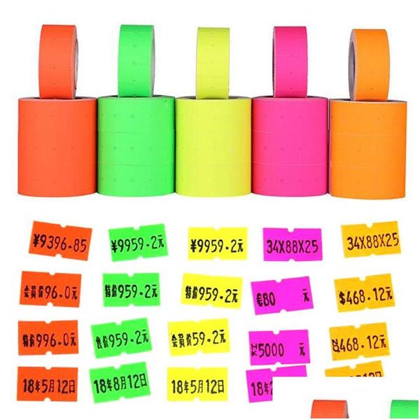 Etiketten Tags 500 Stück/Rolle Colorf Preisetikett Papier Tag Mark Aufkleber für Mx5500 Etikettierpistole Selbstklebendes Design Einzelhandel Drop Delivery Dhuhp