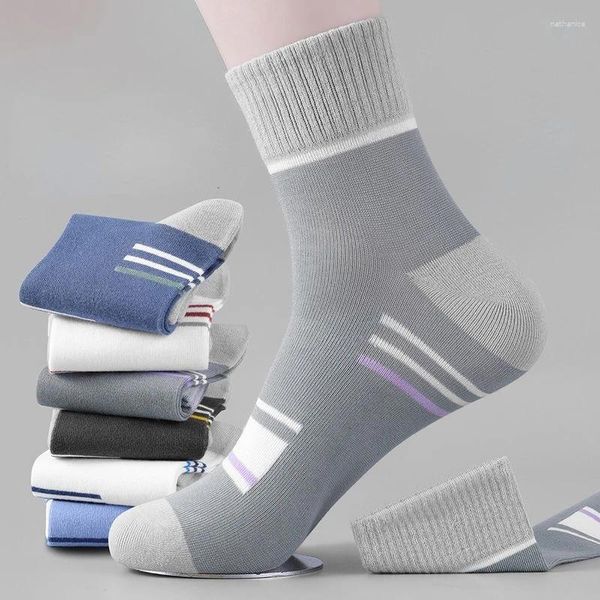 Herrensocken aus Baumwolle, schweißabsorbierend, atmungsaktiv, geruchshemmend, dicke Modelle von langen, trendigen Sport-Männern, 10 Paar