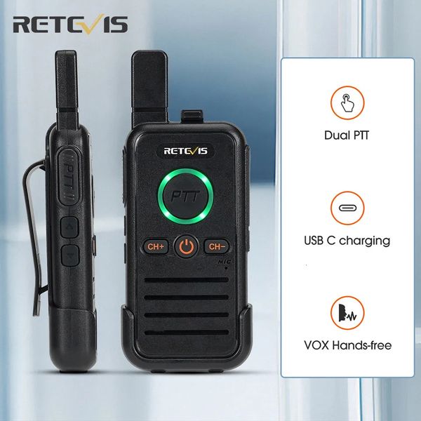 Outros artigos esportivos walkie talkie retevis rb645 dual ptt profissional walkietalkie portátil pmr4 de duas vias Vox USB C para El Restaurant 231110