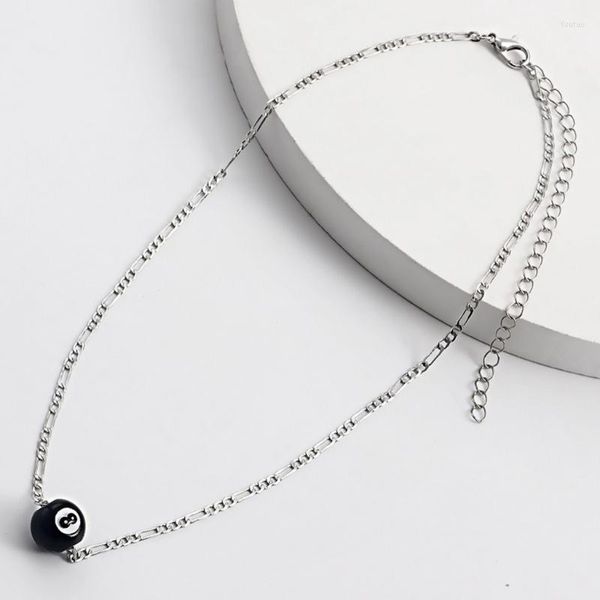 Подвесные ожерелья бильярд -кокер черный 8 мячей счастливчики панк прохладный ожерелье унисекс -ювелирные украшения