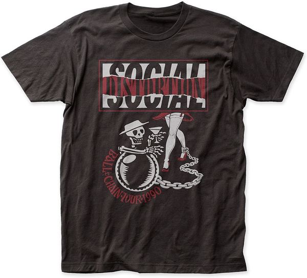 T-shirt da uomo T-shirt da uomo Social Distortion Ball and Chain Tour T-shirt aderente 100 T-shirt da uomo in cotone 230411