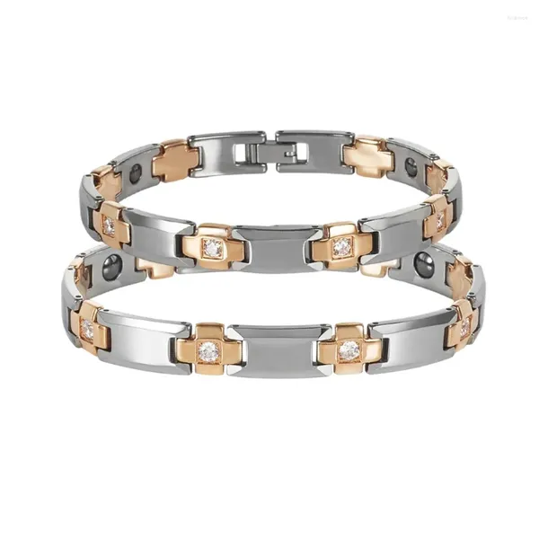 Link pulseiras ikuinen anti-risco carboneto de tungstênio pulseira masculino ouro-cor magnética hematita casal jóias para mulher