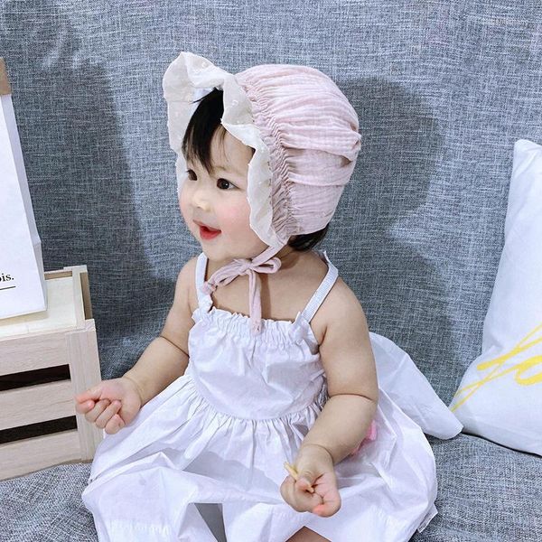 Chapéus princesa infantil chapéu de chapéu de renda para meninas beanie algodão nascida adereços de pografia sunhat h189d