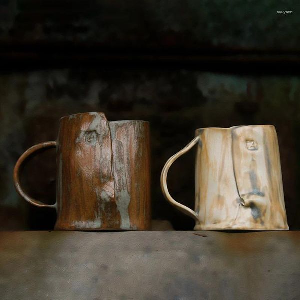 Canecas 1310 ° C Série Rock de alta temperatura totalmente artesanal de designer Cerâmica Xícaras de café de Jingdezhen Talheres pessoais