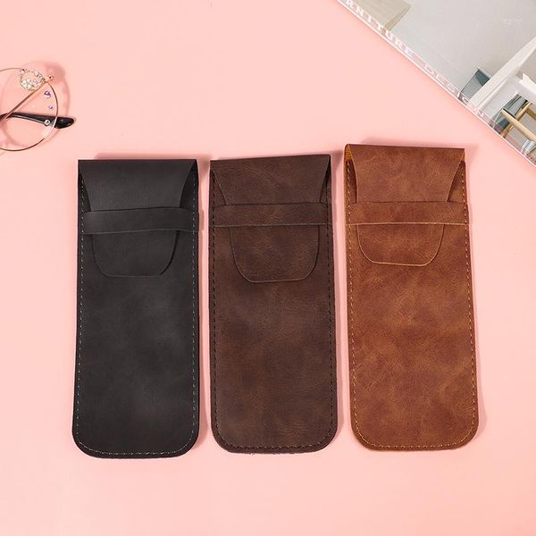 7cm PU Leather Lápis Saco de caneta caneta capa Vintage Retro Style Acessórios para viagens e óculos de escola Organizador