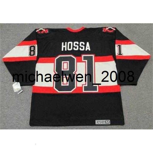 Weng Marian Hossa 1930-х годов CCM Vintage Turn Back Hockey Jersey-все сшитые высококачественные качества любое имя любое число любого размера вратаря-вырубки