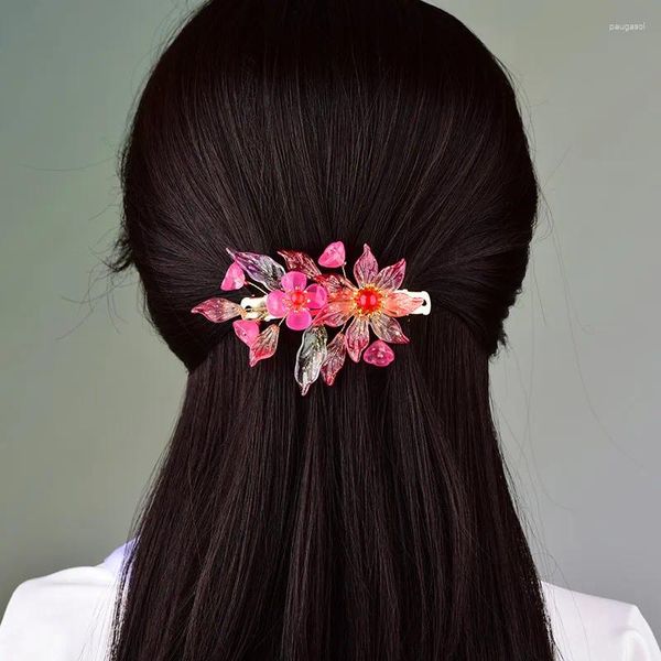 Haarspangen, anmutige, persönliche Haarnadeln mit doppelter farbiger Glasur, Blumen-Haarnadeln, Retro-Stil, zarter Schmuck im chinesischen Stil, superfeenhaftes Geschenk