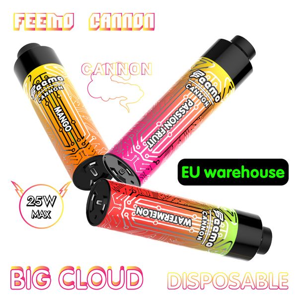Magazzino locale UE USA Puff 10k Vape monouso Big Cloud Spedizione gratuita Feemo Cannon Puff 10000 tipo-c Cavo di ricarica Batteria ricaricabile con resistenza da 0,5 ohm