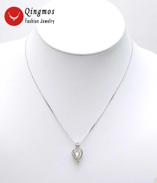 Anhänger Halsketten Qingmos Wish Pearl One Box Herz Halskette für Frauen mit natürlichen Oyster Love Chokers Set 3621Pendant