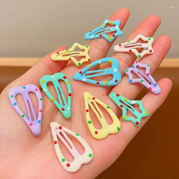 Hundebekleidung 5PCS Nette Cartoon Herz Typ Metall Candy Farbe Haustier BB Clips Haarnadeln Haar Clip Katze Kopfbedeckungen Kinder zubehör