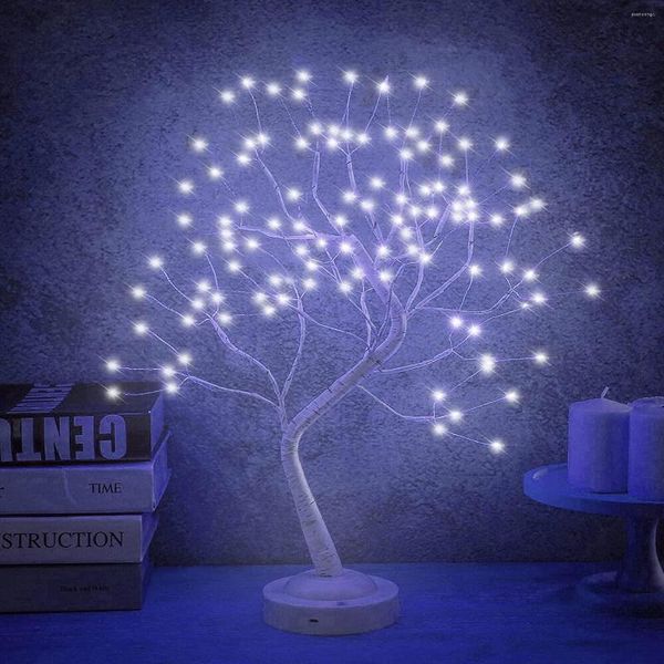 Luci notturne LED Albero di Natale Brich Light 108LED 8Modes Lampada da tavolo Batteria / USB per comodino Decorativo per feste