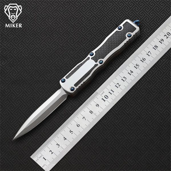 Ножи MIKER D2, инкрустация из стали/углеродного волокна (сатин 2,88 дюйма), 6061-T6, алюминиевая ручка, карманный нож для фруктов, тактические ножи для выживания