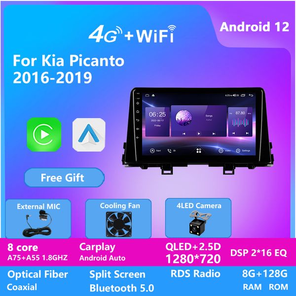 Vídeo de vídeo Rádio GPS Navegação para Kia Picanto 2016-2019 Multimedia Player DSP 10 polegadas 128g ROM Android