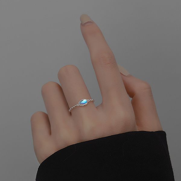 Кольцо пальца 925 Серебряное серебро дизайн лунный камень кольца женское кольцо.