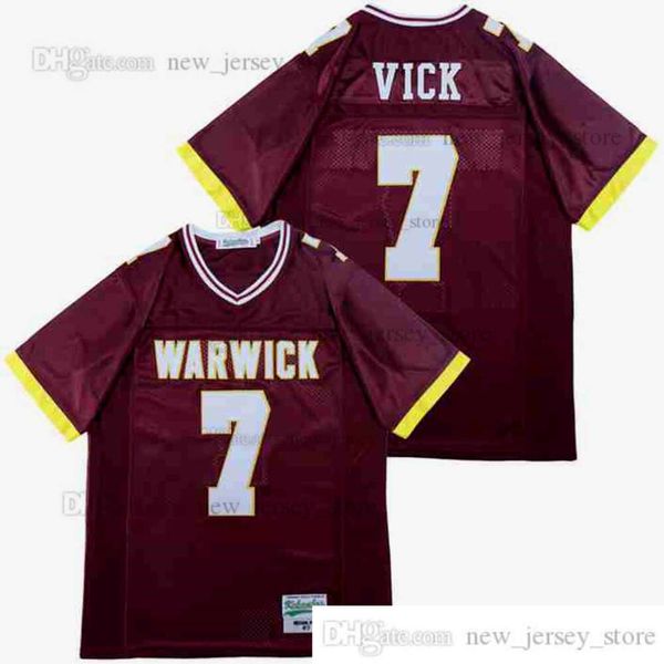 DIY Design Retro Film MICHAEL VICK #7 HIGHSCHOOL Jersey Rot Weiß Individuell genähte College-Football-Trikots