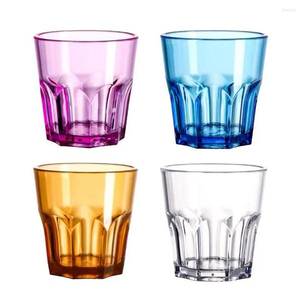 Bicchieri da vino 4 pezzi Tazza ottagonale in acrilico Bicchieri da whisky in plastica Bere acqua trasparente per bambini