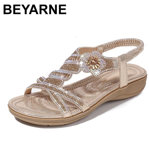 Sandali BEYARNE Moda sandali casual donna zeppa piatta festa diamanti gladiatore scarpe estive ragazze tacchi bassi Sandalias Mujer Feminina 230410