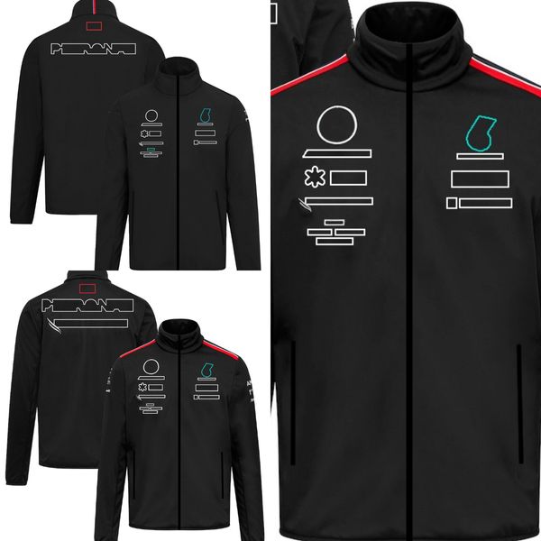 Giacca F1 2022-2023 Tuta da gara di Formula 1 Giacca Softshell Giacca da motociclista Uniforme da uomo Antivento Giacca con cerniera nera Giacca a vento