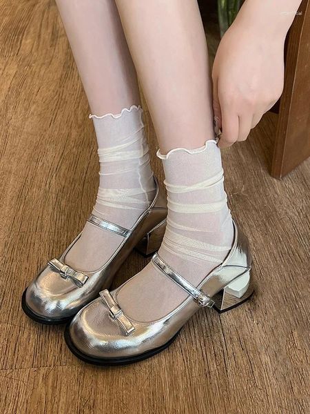 Sapatos de vestido Kawaii Mid Heel 4cm Lolita Princesa Estudante Feminino Adulto Mary Jane Doce Japonês Anime Cos Harajuku Cute Girls