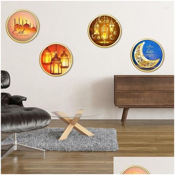 Adesivos de parede 30x30cm removível eid muçulmano quarto sala de estar decoração arte mural ramadan janela de vidro adesivo presentes entrega gota dhplm