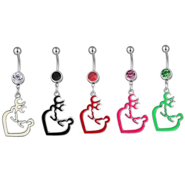 Navel Bell Button Rings D0527B Browning Deer Belly Ring Mix Colors Drop Delivery Jewelry Body Dhgarden Otq8G