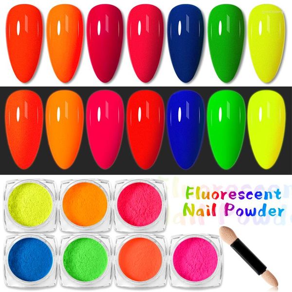 Nail Glitter 1box 1g Fluorescent Neon Powder Pigment Luminous Shinny Chrome Dust DIY Polnische Maniküre für Nails Art Dekoration