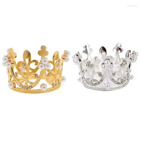 Fermagli per capelli Principessa Mini Corona rotonda Strass Finta perla Tiara per Cake Topper Accessori per bambini Decorazioni per feste di nozze