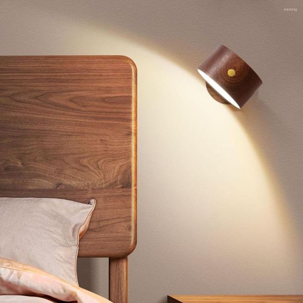 Wandleuchte Licht Pflege Atmosphären Schlafen Dimmbar Innen Wohnzimmer Beleuchtung 4000K Haushalt Touch Control Holz