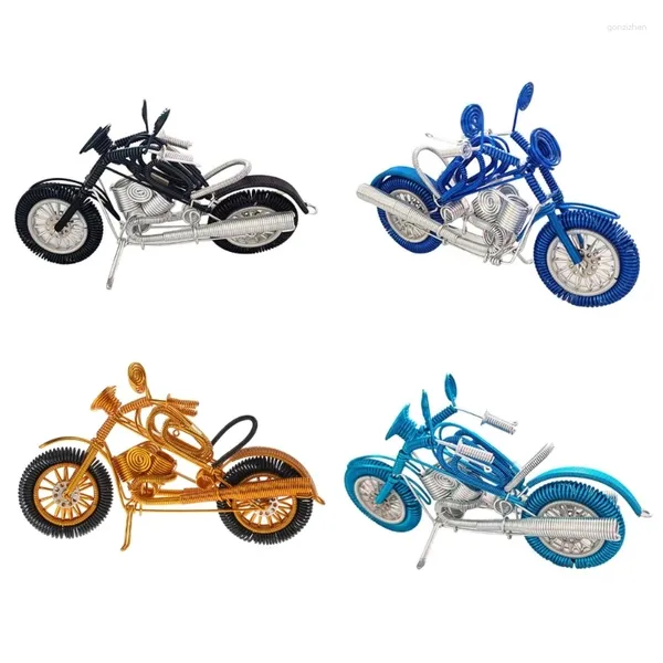 Estatuetas decorativas de fio de alumínio tecido escultura de motocicleta modelo presente de inauguração estátua ornamento para casa quarto escritório decoração de mesa