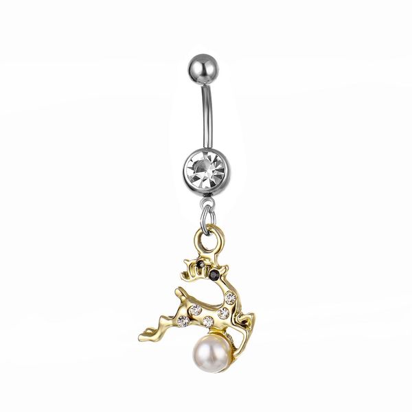 Botão de sino do umbigo anéis d1015 1 cor bela veado anel de barriga sibra de pedra piercing jóias entrega de jóias dhgarden otsf1